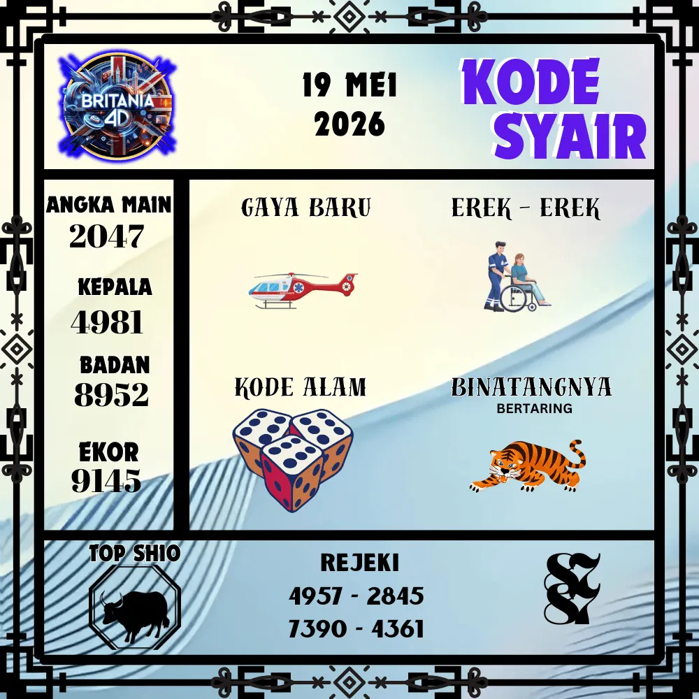 Kode Syair Britania4D  Pools - Mei 2026
