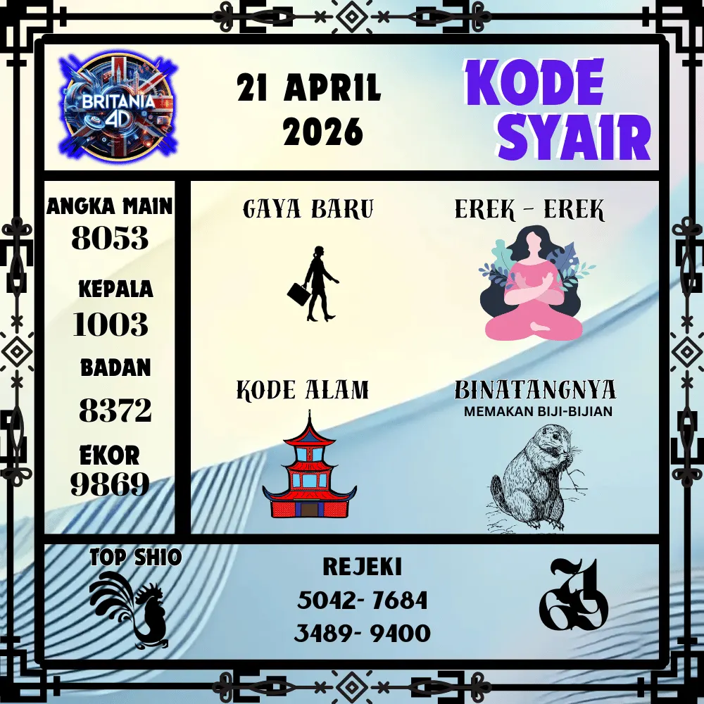 Kode Syair Britania4D  Pools - April 2026
