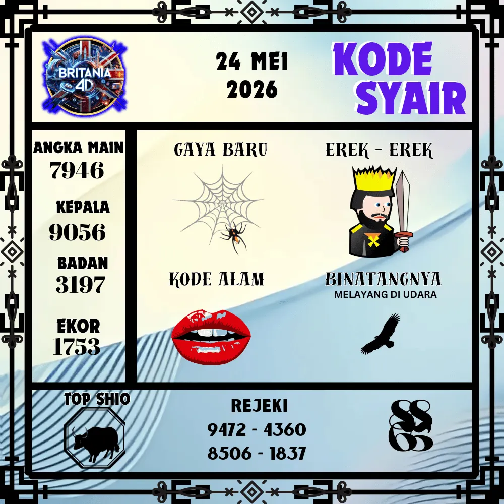 Kode Syair Britania4D  Pools - Mei 2026
