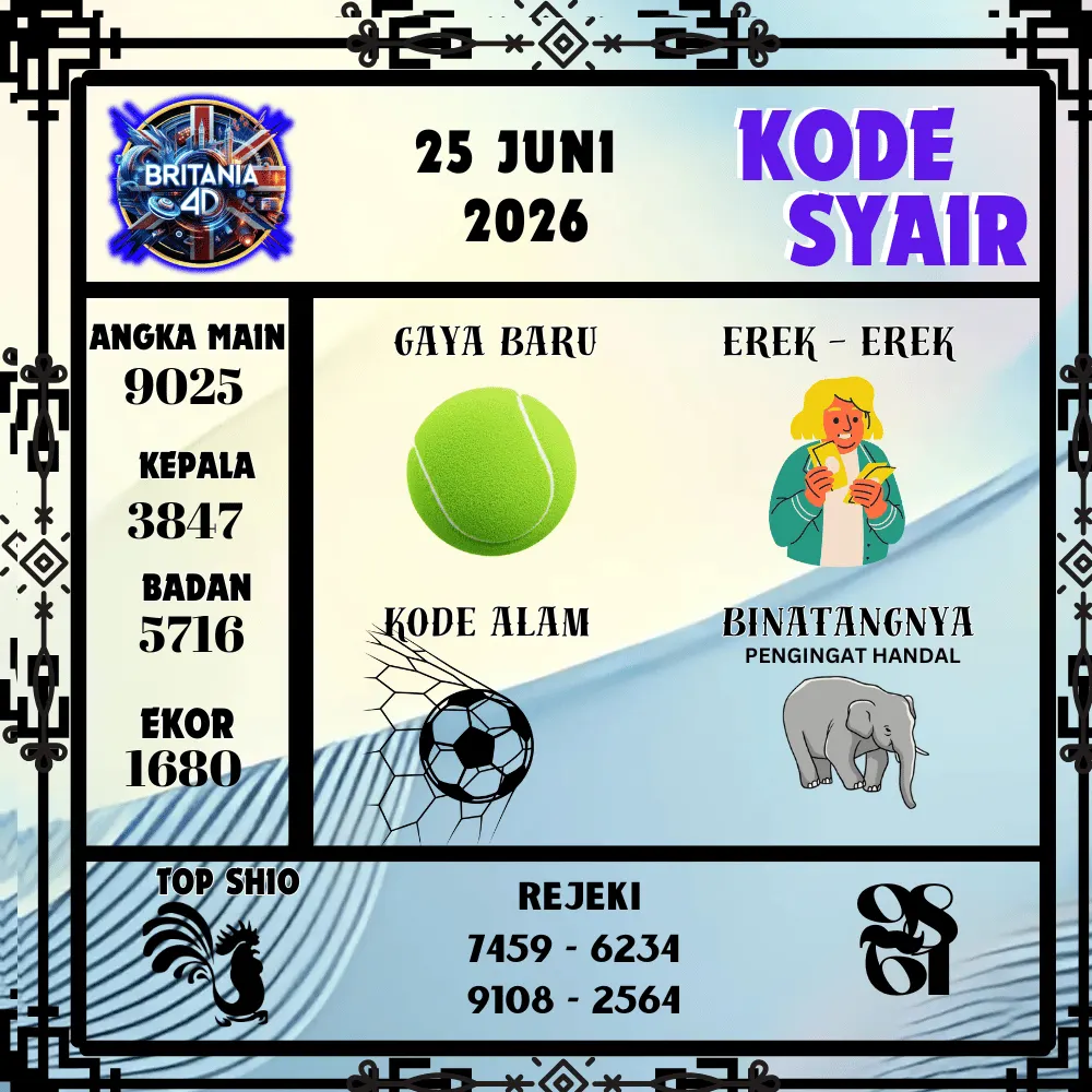 Kode Syair Britania4D  Pools - Juni 2026

