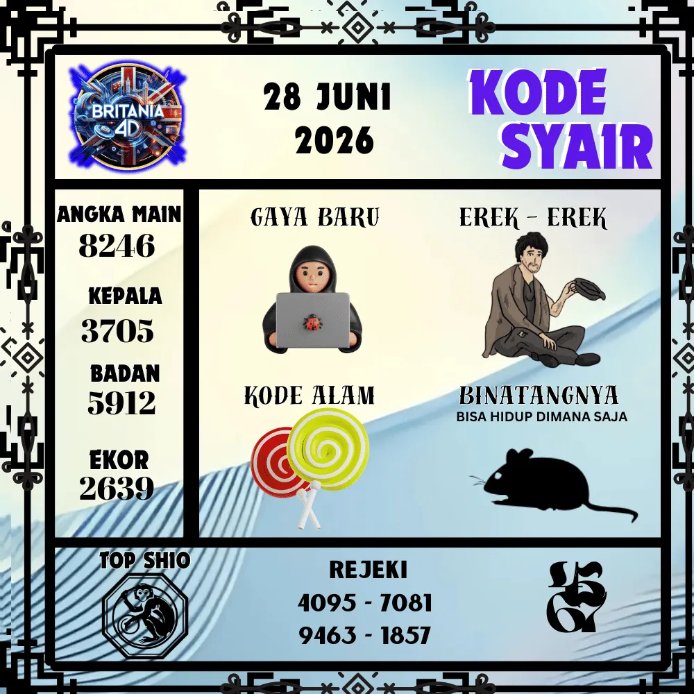 Kode Syair Britania4D  Pools - Juni 2026

