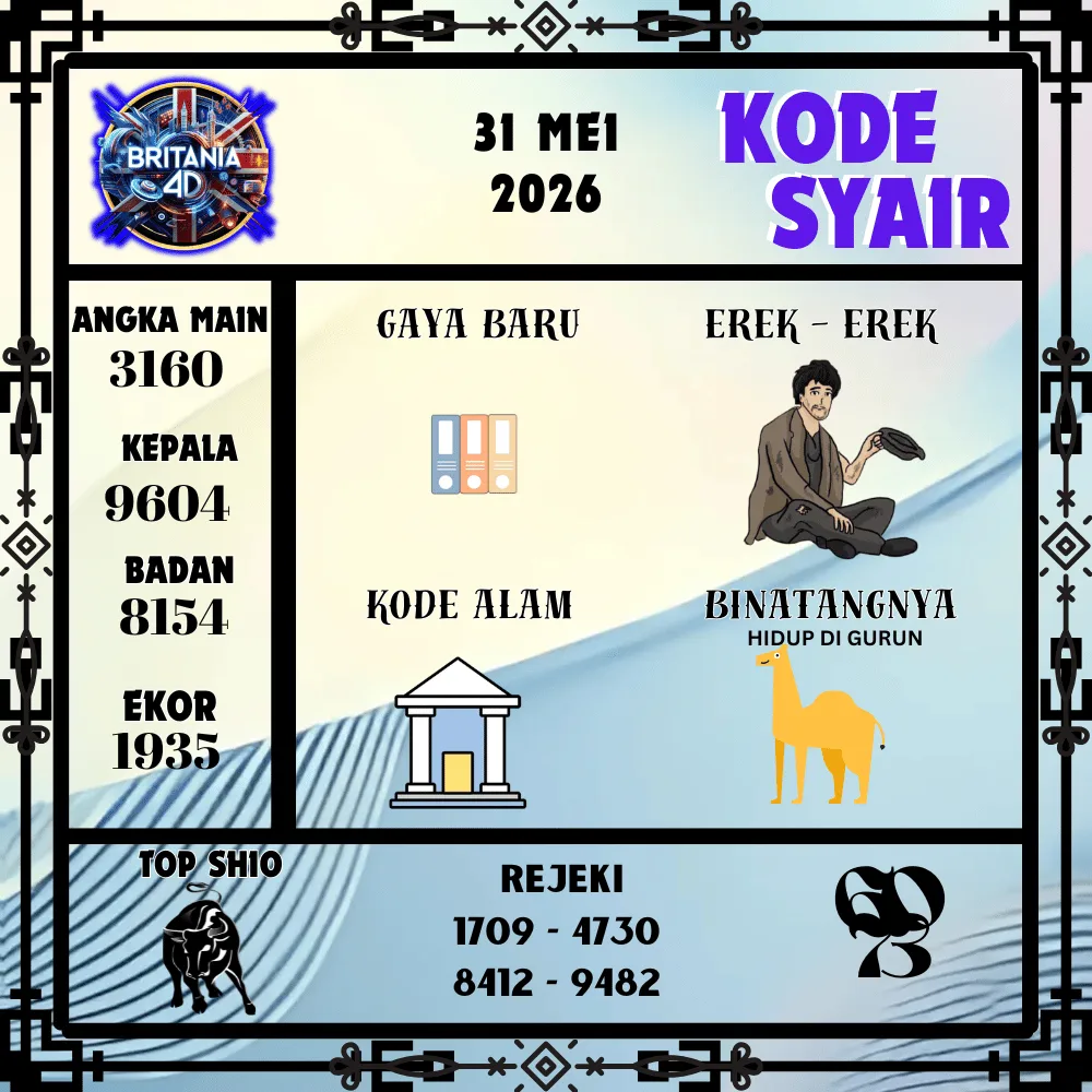 Kode Syair Britania4D  Pools - Mei 2026
