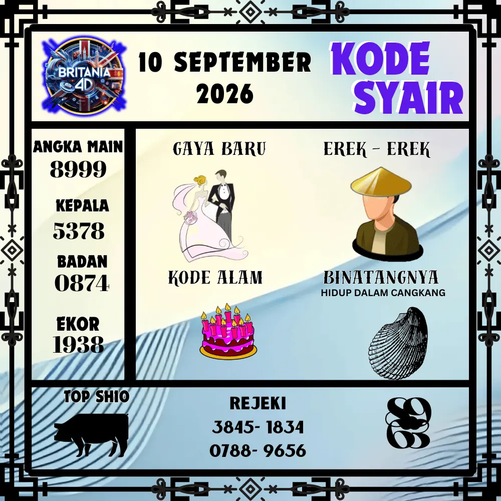 Kode Syair Britania4D  Pools - September 2026
