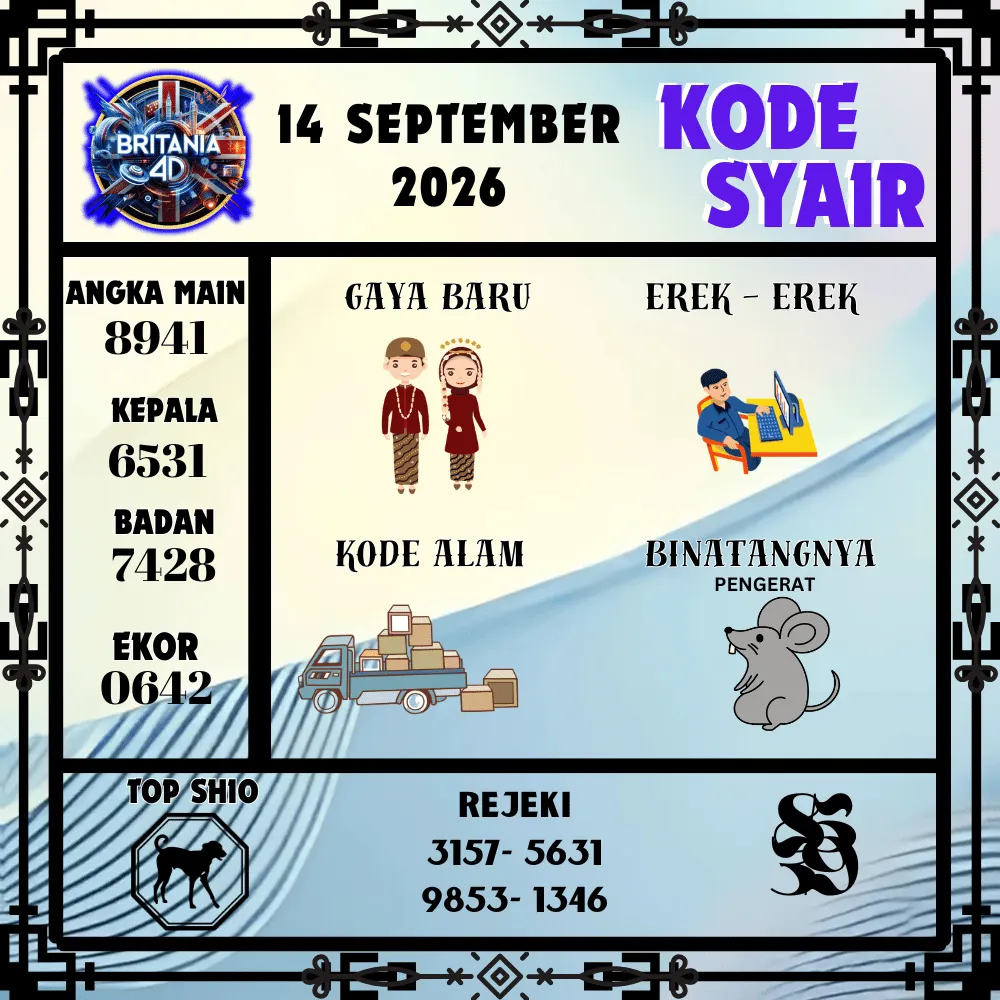 Kode Syair Britania4D  Pools - September 2026
