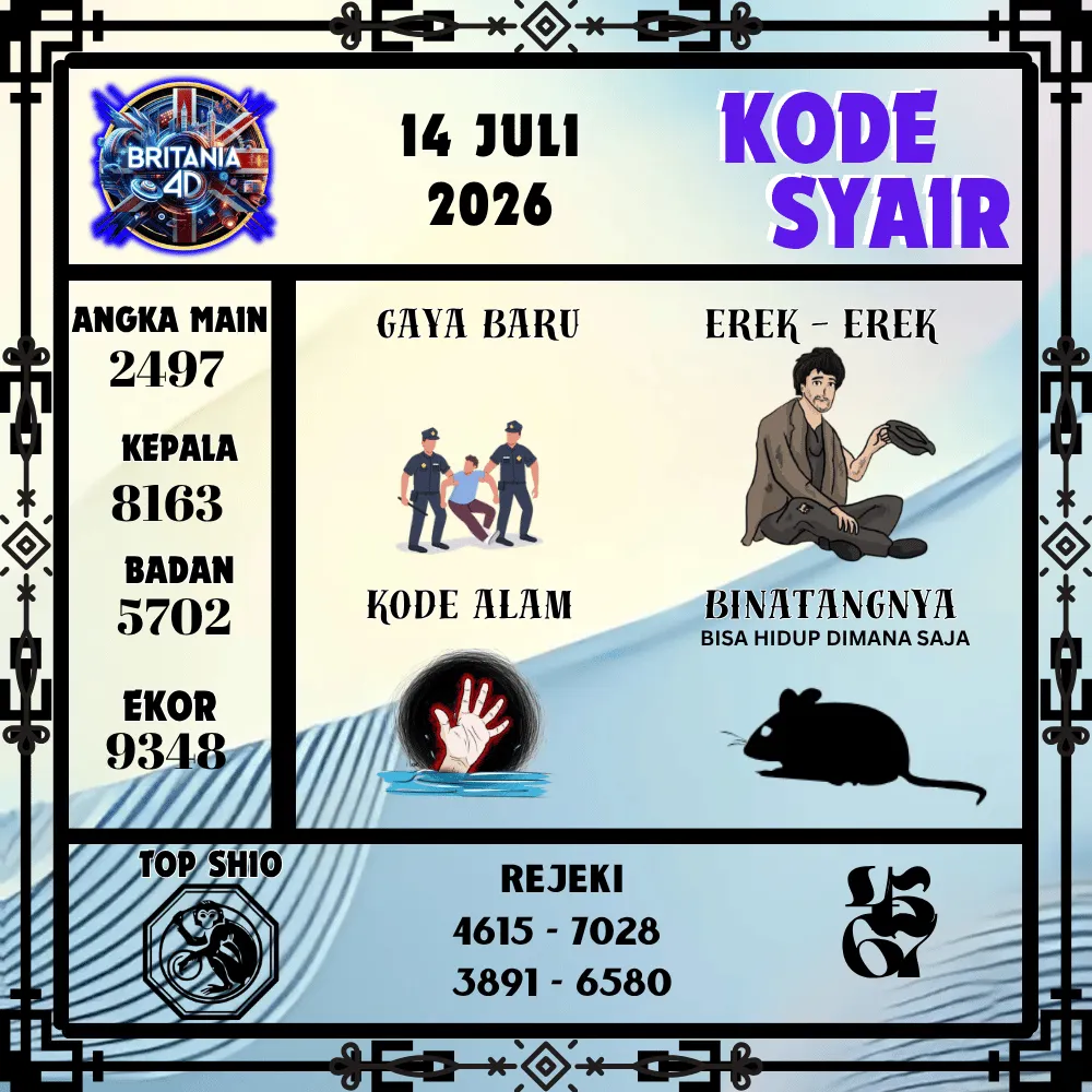 Kode Syair Britania4D  Pools - Juli 2026

