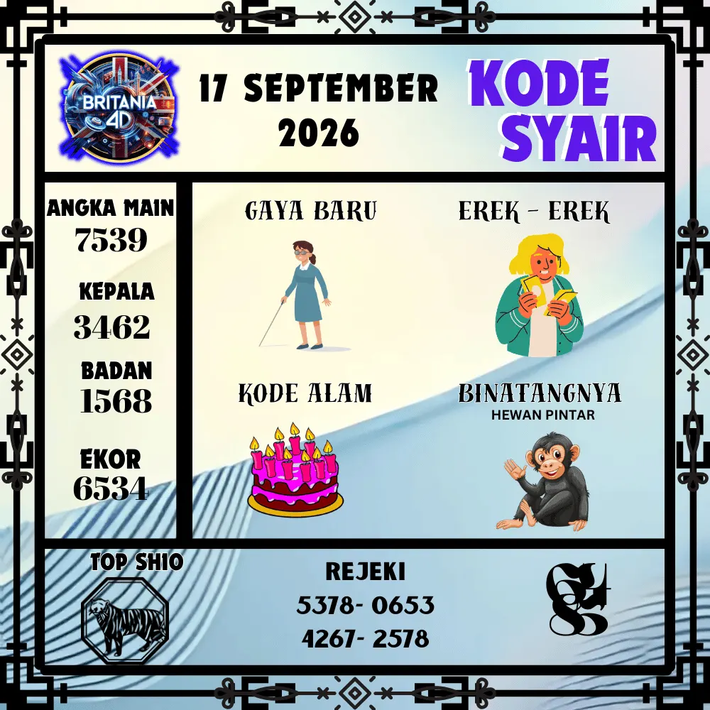 Kode Syair Britania4D  Pools - September 2026
