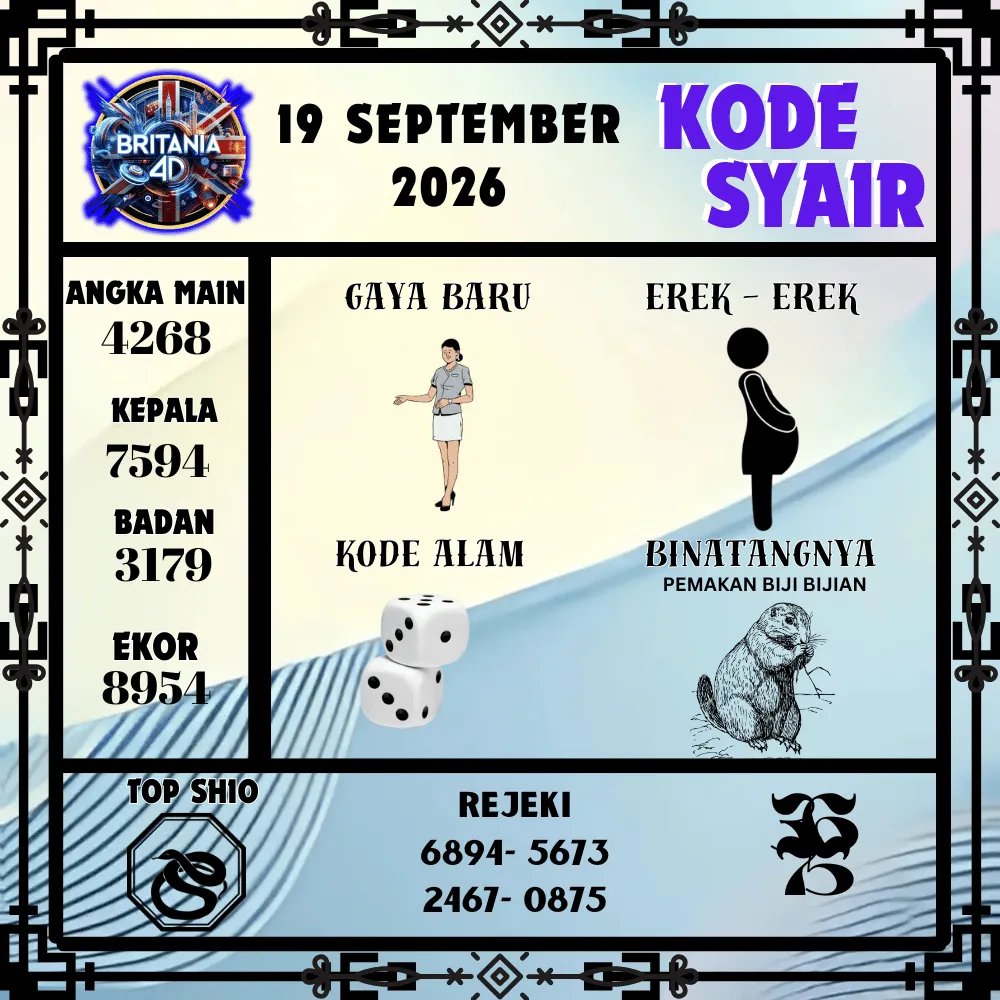Kode Syair Britania4D  Pools - September 2026
