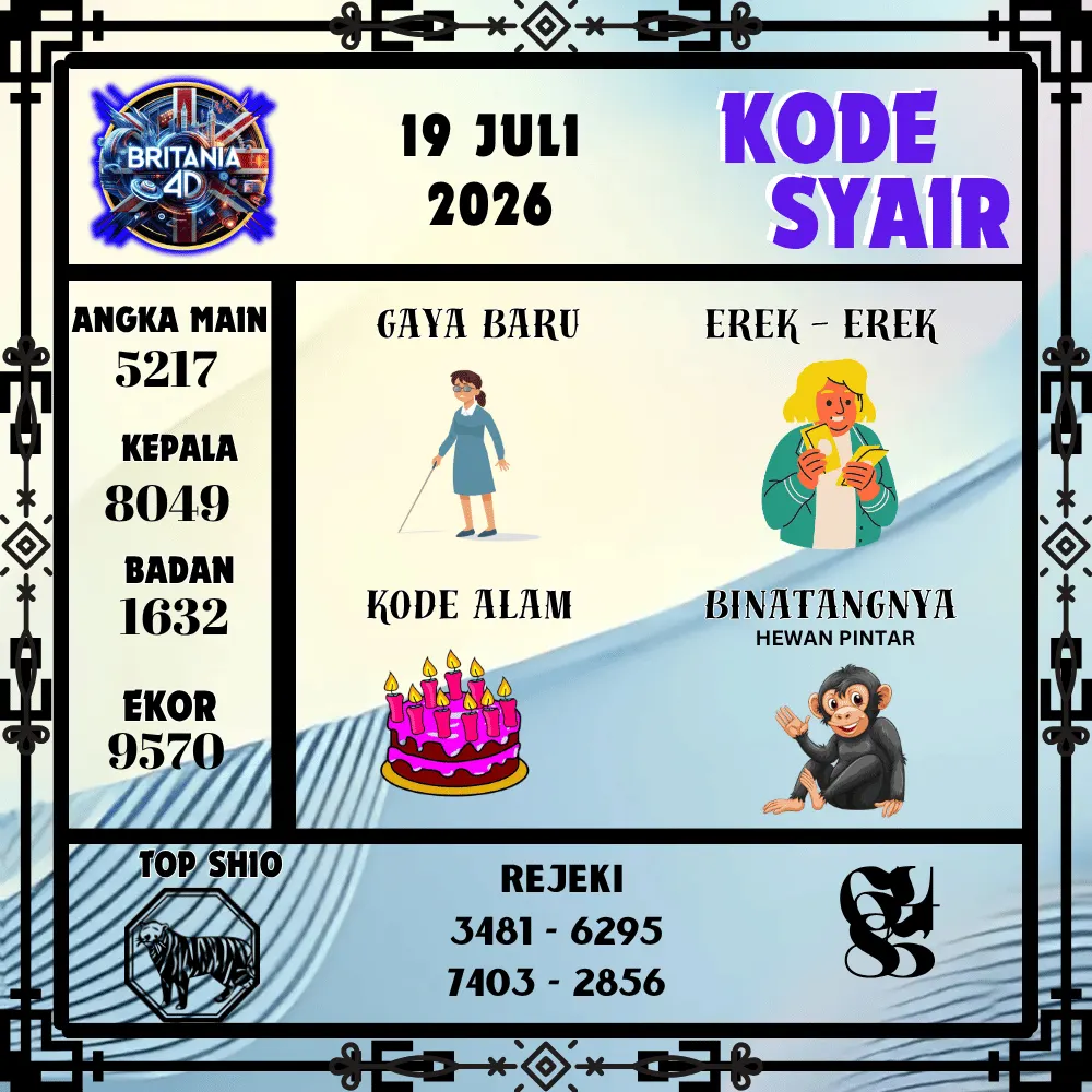 Kode Syair Britania4D  Pools - Juli 2026

