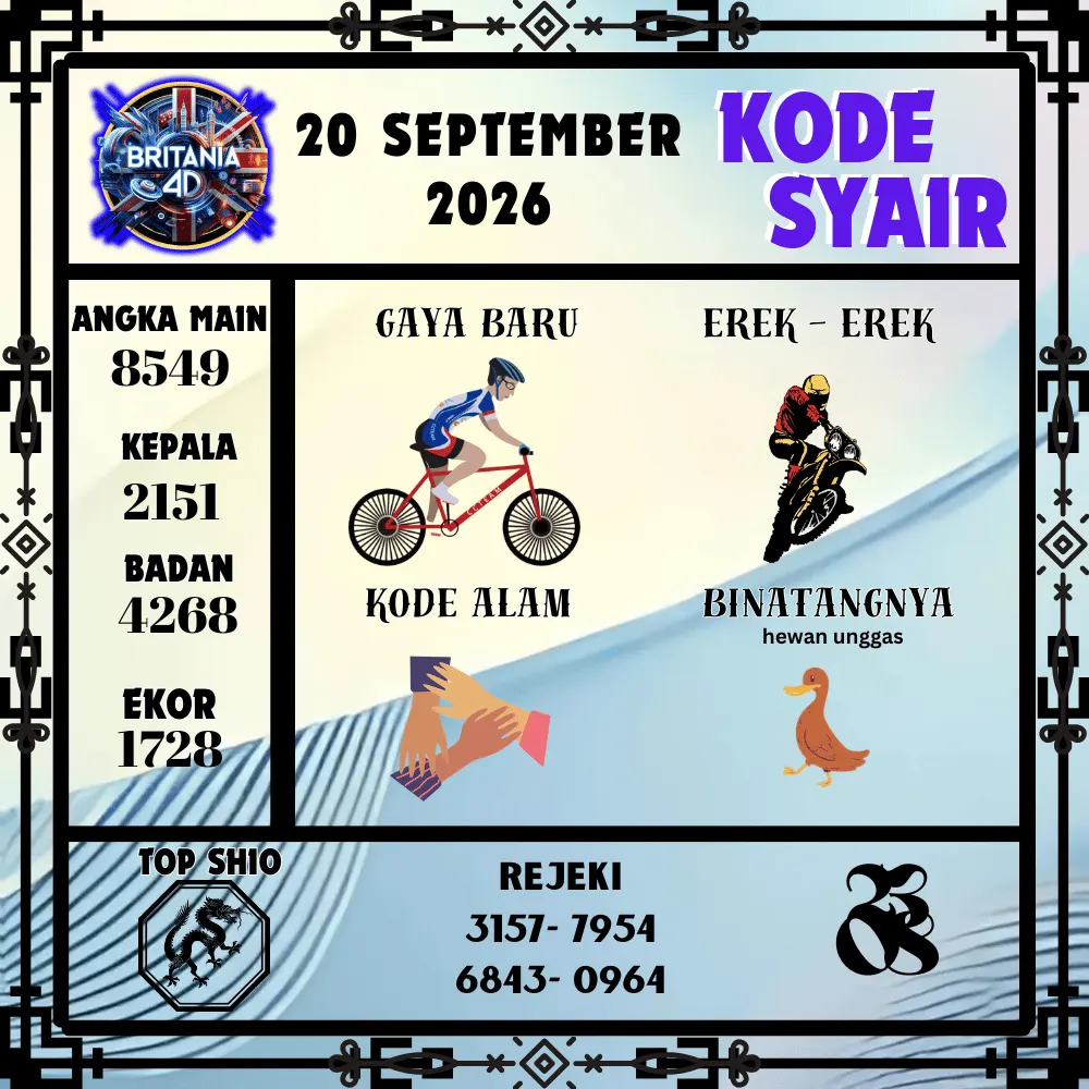 Kode Syair Britania4D  Pools - September 2026
