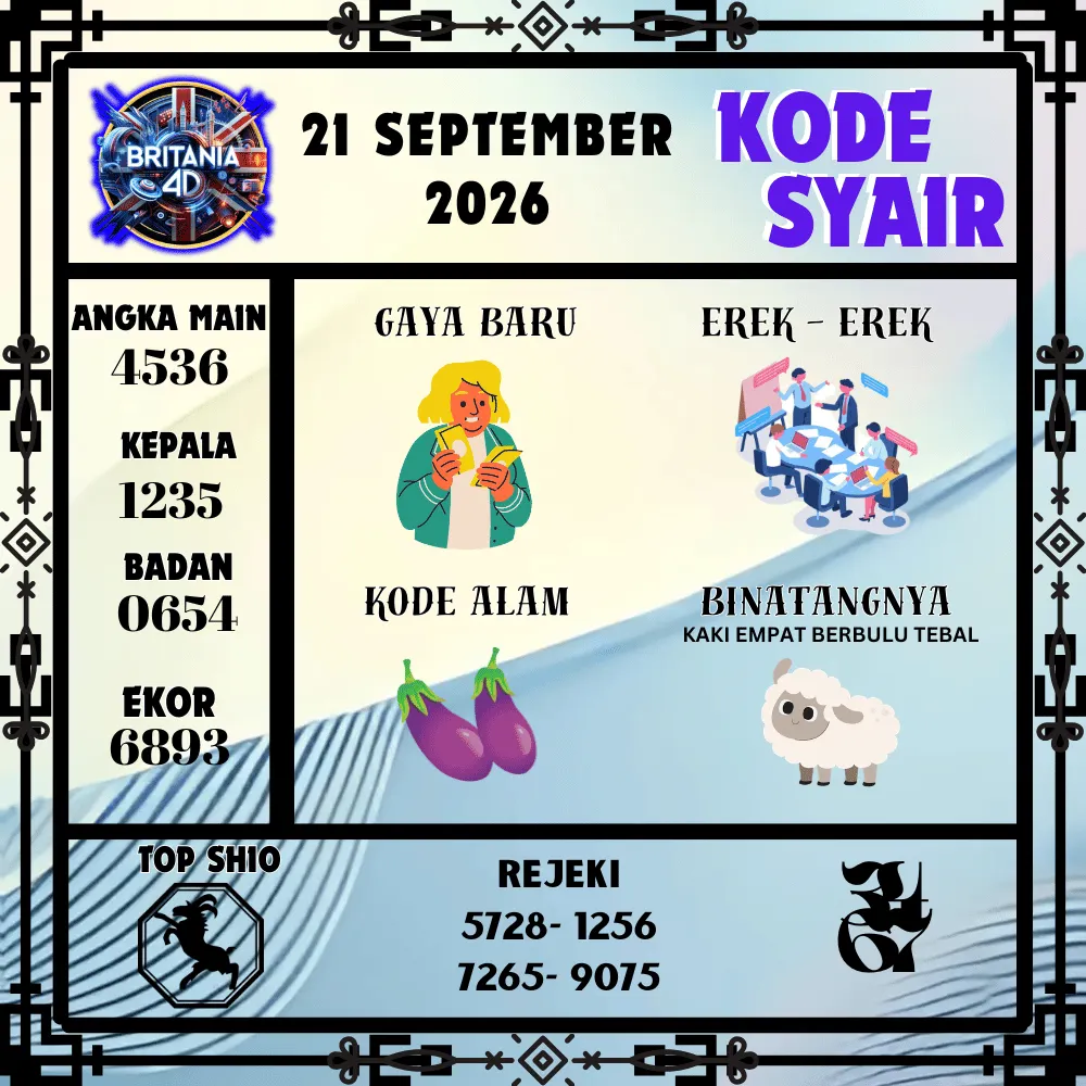 Kode Syair Britania4D  Pools - September 2026
