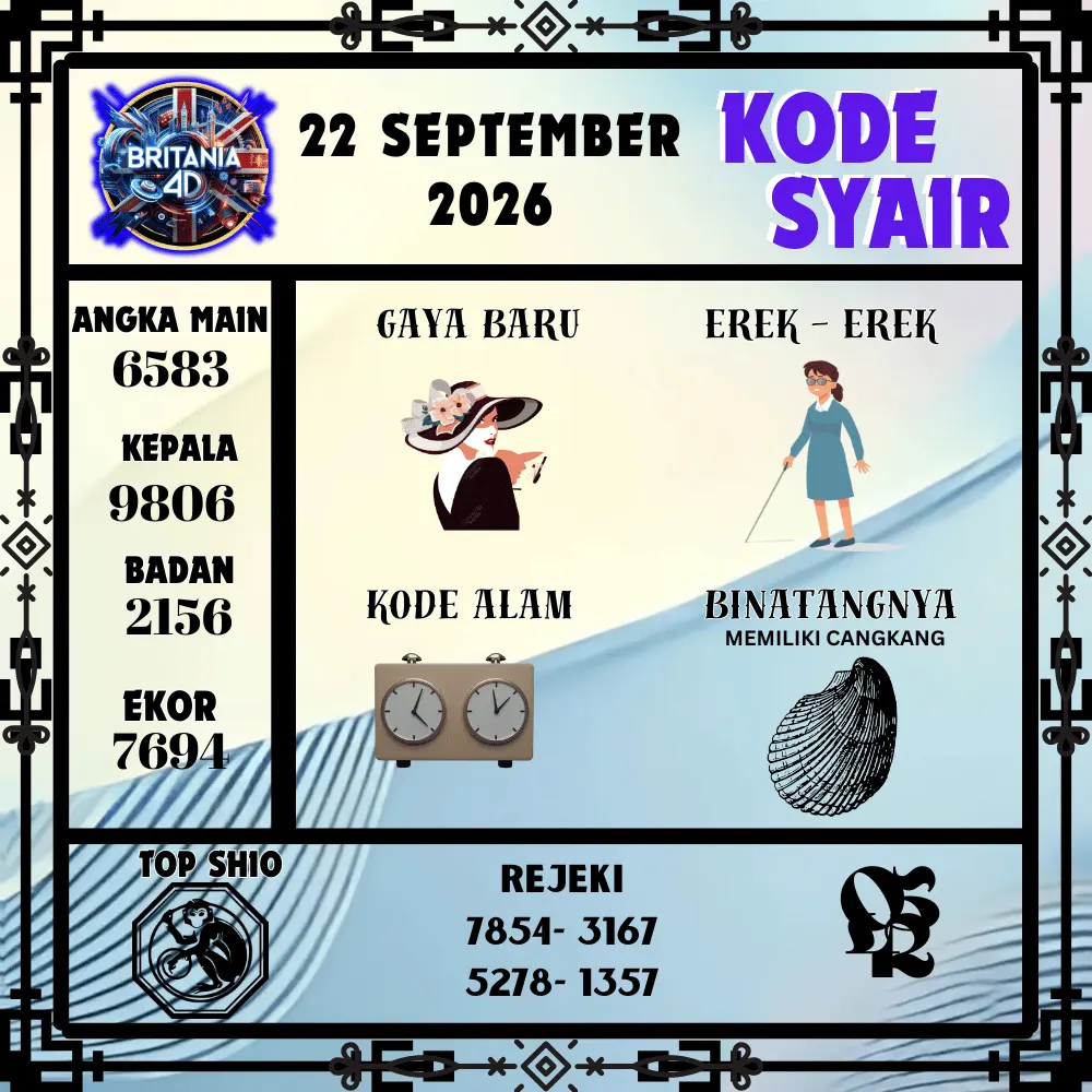 Kode Syair Britania4D  Pools - September 2026
