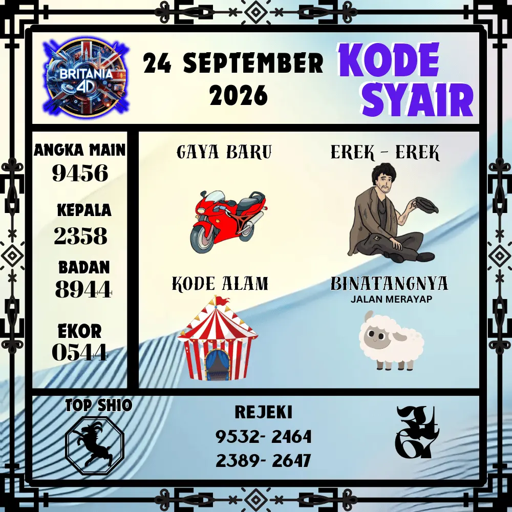 Kode Syair Britania4D  Pools - September 2026
