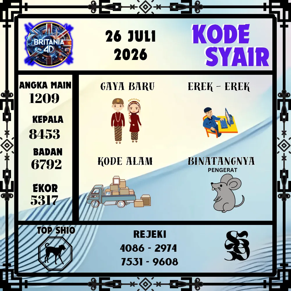 Kode Syair Britania4D  Pools - Juli 2026
