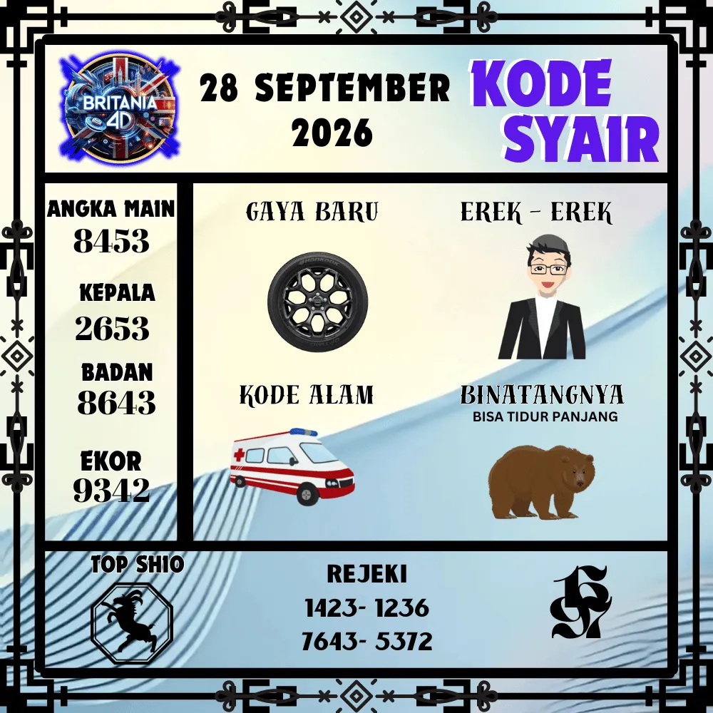 Kode Syair Britania4D  Pools - September 2026
