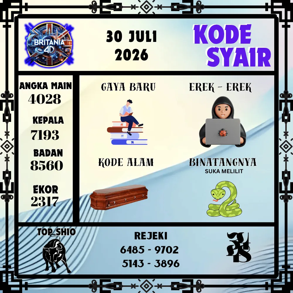 Kode Syair Britania4D  Pools - Juli 2026
