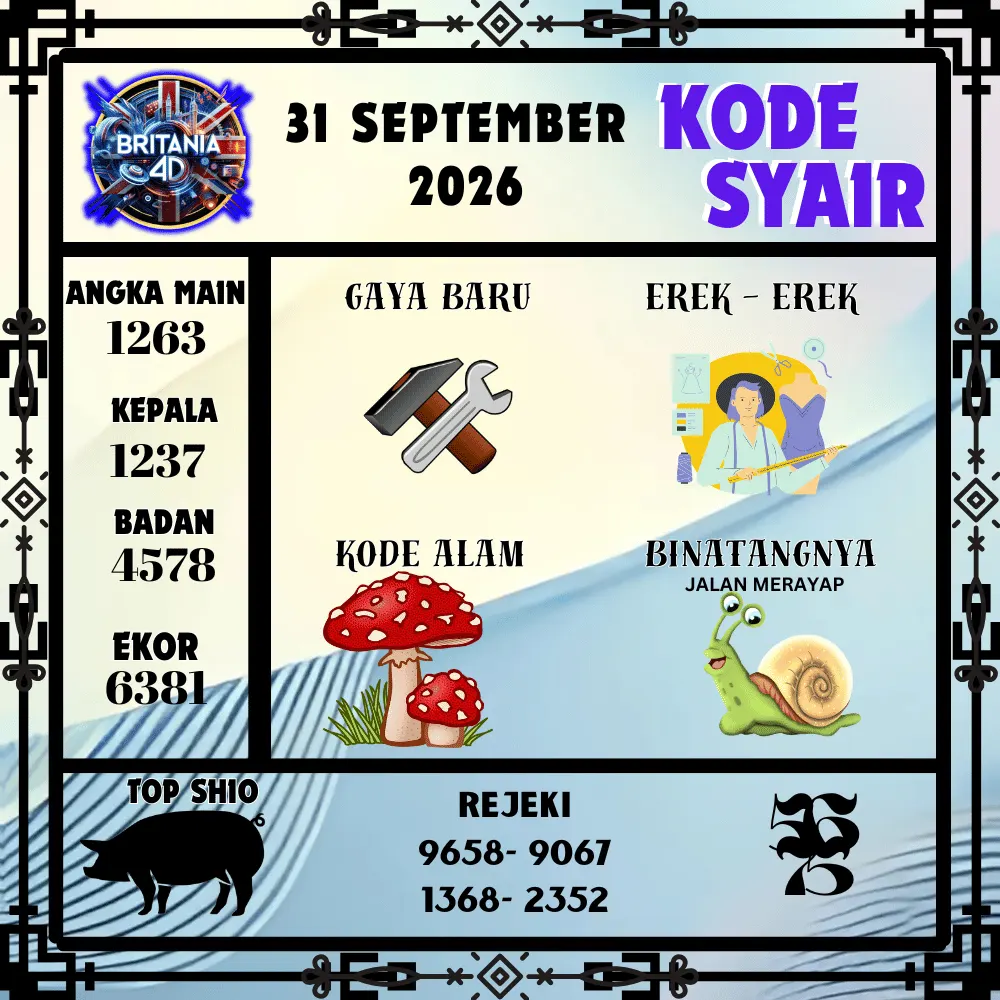 Kode Syair Britania4D  Pools - September 2026
