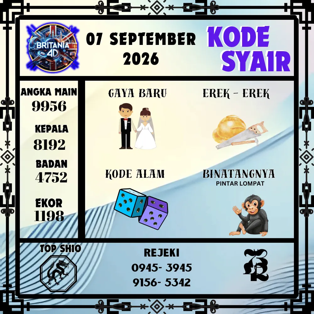 Kode Syair Britania4D  Pools - September 2026
