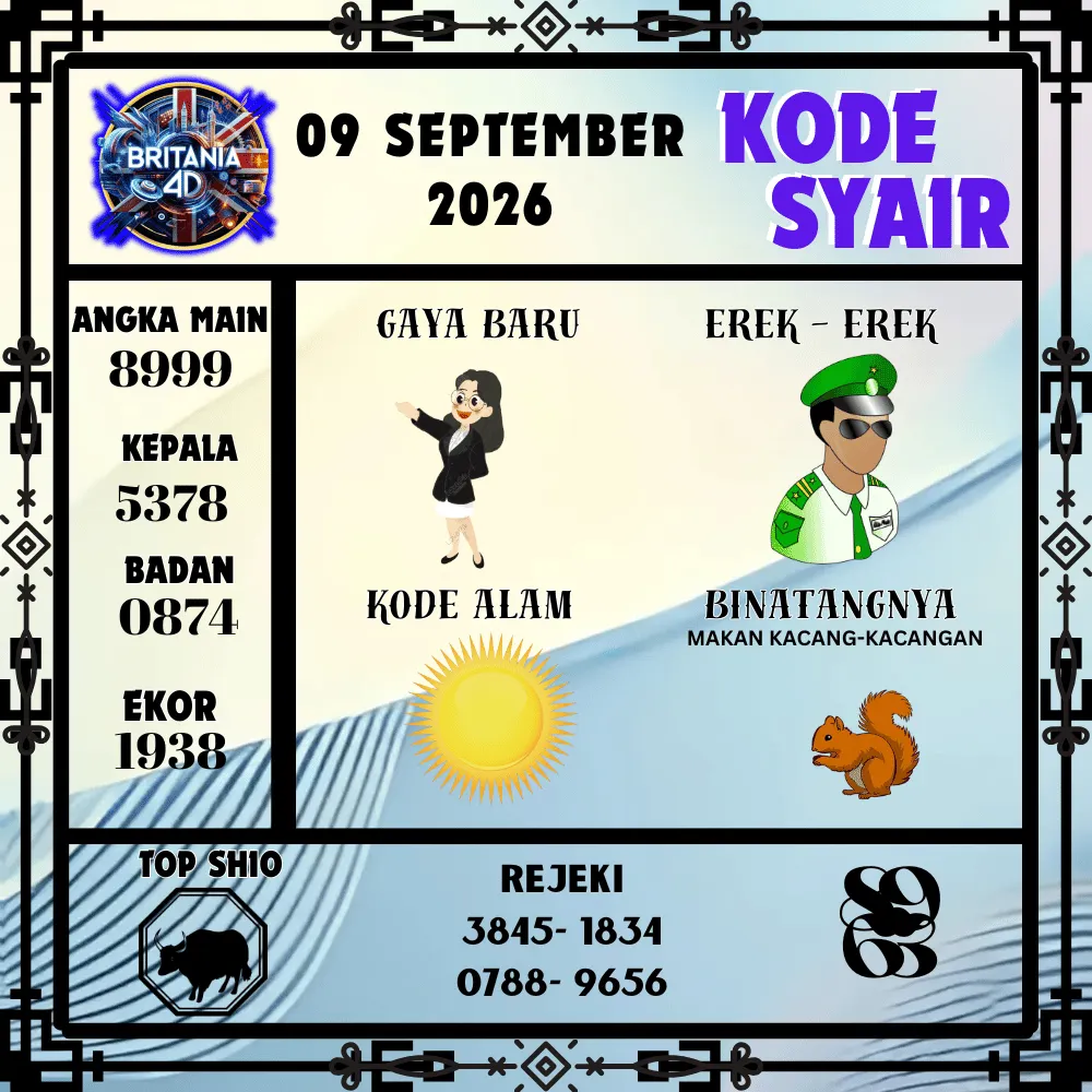 Kode Syair Britania4D  Pools - September 2026
