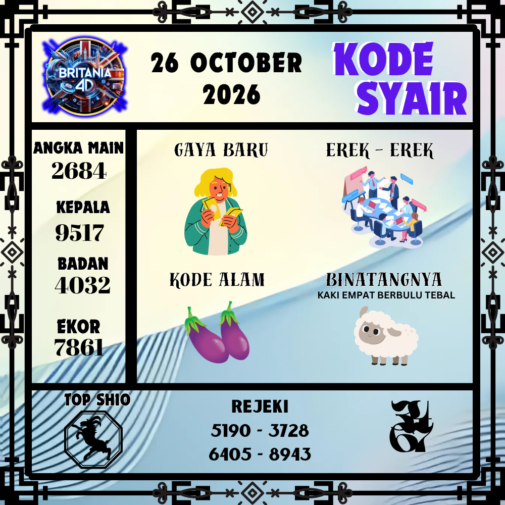 Kode Syair Britania4D Pools 26 Oktober 2026