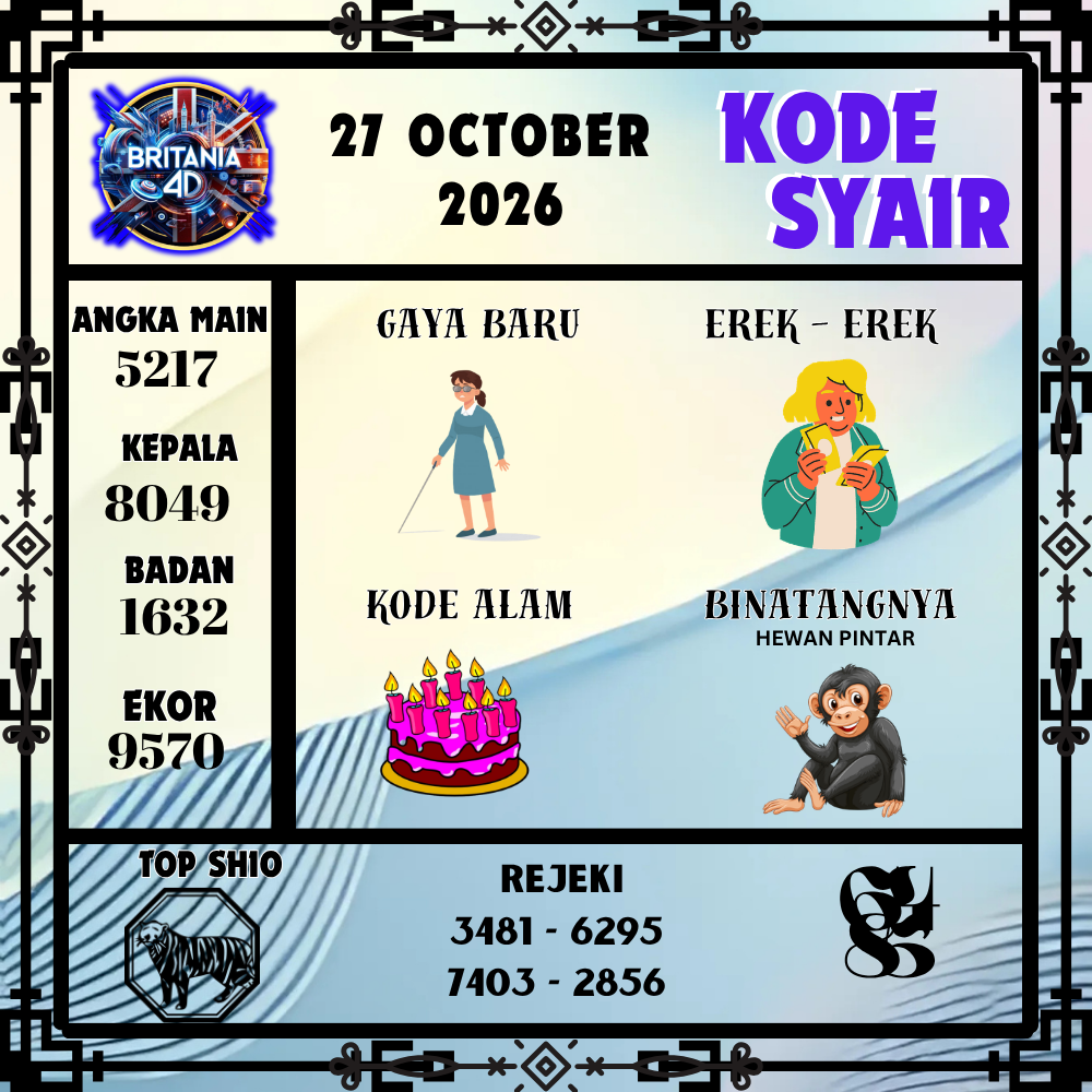 Kode Syair Britania4D Pools 27 Oktober 2026